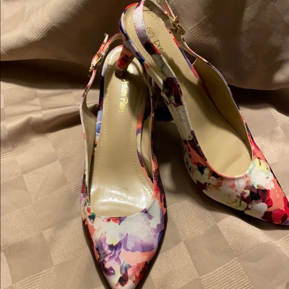 Floral Sling Back Heels